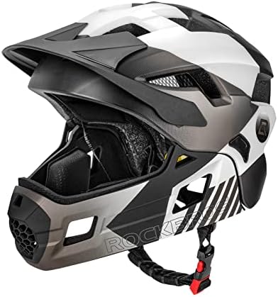 ROCKBROS Kinderhelm Integriert Fahrradhelm Kinder Jugend Fullface Helm | mit Abnehmbarem Kinnschutz Sport Helm