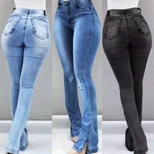 Andongnywell Skinny Ripped Bootcut Jeans Women High Waisted Slim Fit Flared Denim Pants Bell Bottom Trousers with Pockets4