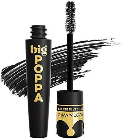 wet n wild Big Poppa Mascara- Volumizing, Lifting, Lengthening, Nourishing, Paraben Free, Cruelty-Free & Vegan - Blackest Black