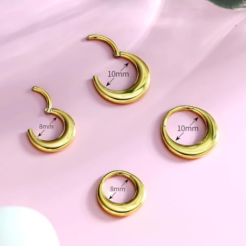 2pcs Nose Rings Hoops for Women-G23 Solid Titanium and 316L Steel Septum Nose Rings Sets,Helix Piercing Jewelry16G 8mm Chunky Cartilage Clicker Hoop Earrings for Rook,Daith,Tragus,Hypoallergenic — view 6