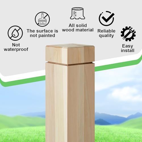 Image of CroBlissful 2 Pcs 3 inch x 3 inch x 48 inch Solid Poplar Stair Newel Post with a Single Groove Notched Newel Wood Balusters for Staircase Interior Railing Newels for Stair Handrails