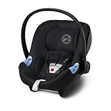 Rückwärtsgerichtete Befestigung mit Fahrzeug-Sicherheitsgurt oder mit separat erhältlicher ISOFIX Basis (Base M), Bezug waschmaschinengeeignet (30°C), Optional erhältliches Zubehör: Sommerbezug, Regenverdeck, Fußsack, Insektennetz