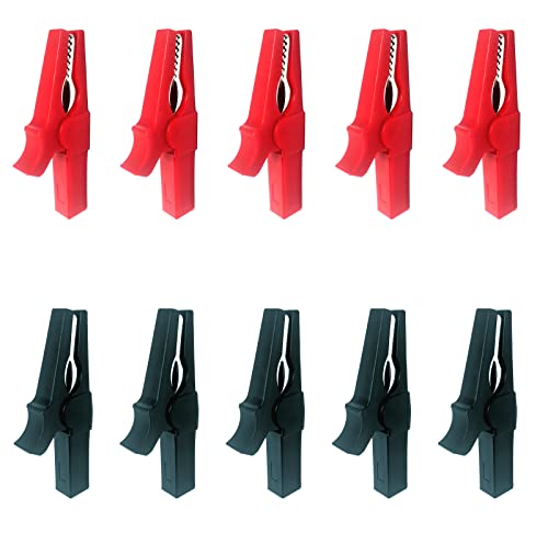 Image of 5 Pairs Fully Insulated 30A Safety Test Alligator Clips | With Banana Socket and 4mm Banana Plug Connectors ideal for Automotive Electrical Testing Battery Connection (Red+Black)