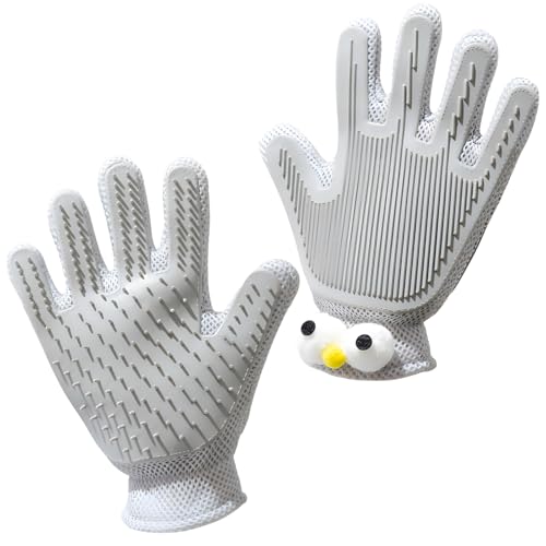 Image of 2 in 1 Pet Grooming Gloves - Cat and Dog Glove Brush, High Efficiency Pet Hair Removal Massage Glove, Clean Hair on Both Sides (Grey /1 Piece)