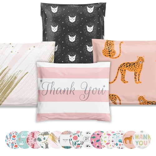 10x13 Poly Mailers 100 Pack | Variety Sample Pack 2 | Reusable Shipping Supplies Envelopes | Plastic Small Business Clothing Pac