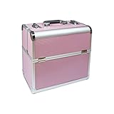 N&BF Profi Kosmetikkoffer groß | 35 x 22 x 36 cm | Beautycase Pink Harmonie | robuster Nagelkoffer aus Aluminium | Viel Stauraum | Aufklappbare Fächer auf Zwei Etagen verteilt | pflegeleicht