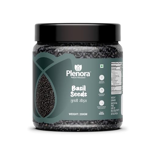 PLENORA Basil Seeds 250g | Raw, Unroasted & Natural | Superfood for Healthy Lifestyle | Gluten-Free |