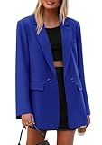 PRETTYGARDEN Fall 2026 Blazers for Women Business Casual Long Sleeve Lapel Pockets Dressy Suit Jackets Work Office Clothes (Royal Blue,Small)
