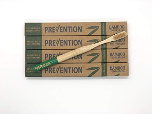 Prevention Eco-Friendly Bamboo Toothbrush 4 Pack