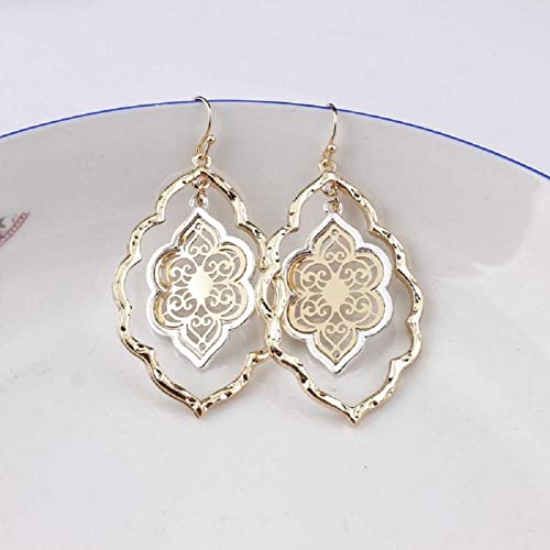 Gold Filigree Cut-out Dangling Chandelier Earrings for Women Dangling Tassel Jewelry Gifts for Sisters Mom Friends3