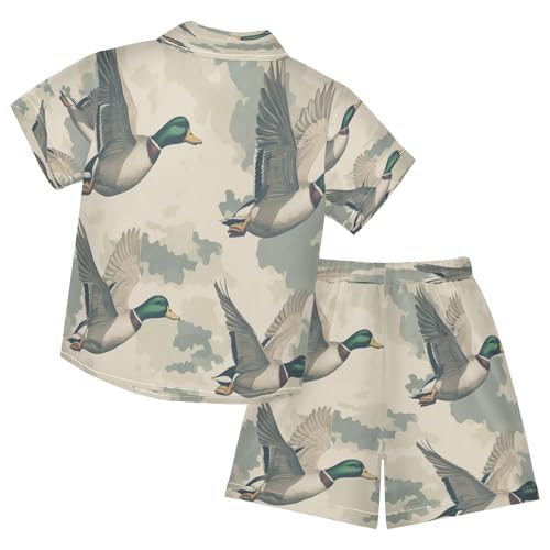 Boccsty Mallard Ducks Camo Boy Summer Shorts Sets Hawaiian Toddler Boys T-Shirt & Pants 2 Pcs 3T2