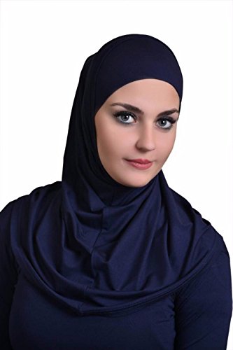 Al Ameera Muslim Hijab Cotton Amira 2 Piece Hood & Hijab Tube Underscarf Cap (Navy Blue)2