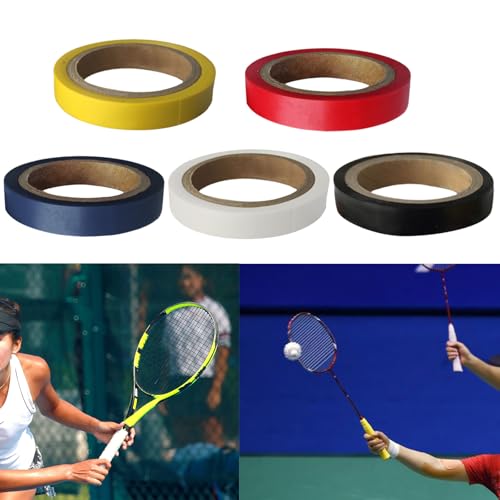 jiingekk 5 Roll Grip Finishing Tape Sweat Sealing Special Band Tape Tennis Grip Racket Tape Sticky Seal For Tennis Badminton