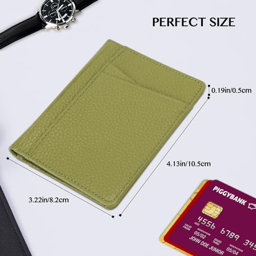 Image of Unaone Slim Minimalist Wallet - Premium Leather RFID Blocking Front Pocket Wallets with 8 Card Slots and 2 ID Window, Green