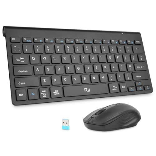 Rii Wireless Keyboard and Mouse Ultra Slim 2.4G Keyboard and Mouse Set with Effortless Connectivity Comfortable Typing for PC/Laptop/Windows/Mac/Chrome/Linux