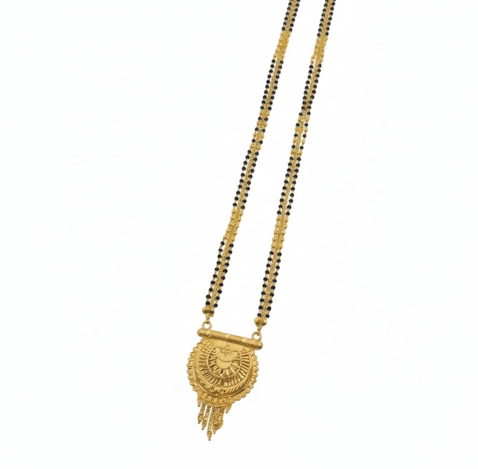 swaroop designer Gold Plated 30 Inch Long Black Bead Lamba Vala Maharashtrian 2 Vati Designe Heavy Chain Mani Mangalsutra-picture-54