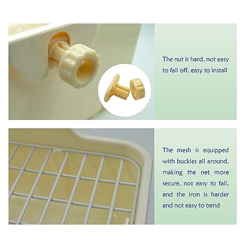 Image of Rabbit Litter Box Toilet,Bunny Plastic Square Cage Toilet with Grate Rabbits Corner Litter Bedding Small Animal Pet Bunny Box Potty Trainer Pet Pan for Guinea Pig,Ferret,Chinchilla(White)