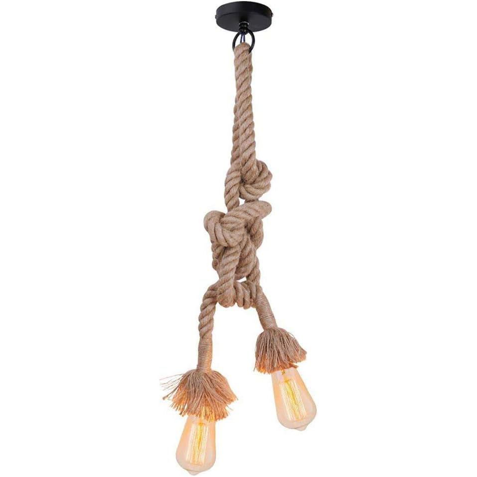 Lustre vintage en corde de chanvre idéal pour illuminer un salon chaleureux