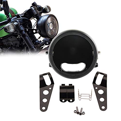 Black 5.75inch Motorcycle LED Headlight Housing Bucket Mount for Harley Honda Suzuki Kawasaki Vulcan Cruiser Bike Cafe racers