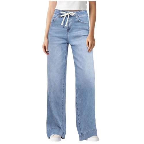 Pantalon femme blanc confortable fini la taille serrée grâce au cordon stretch