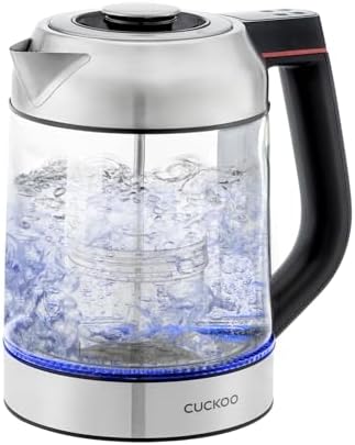 CUCKOO Electric Tea Kettle with Infuser, Glass Electric Kettle with Multi-Temperature Control, Easy to Read LED Lights, 1.7 Liter Capacity Tea Maker Pot (CK-G170BS)