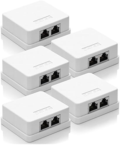 deleyCON 4x Gniazdo Sieciowe CAT 6a 2x Gniazdo RJ45 FTP Ekranowany Montaż Natynkowy Sieć 10 Gbit Ethernet Gniazdo LAN RAL 9003 Biały