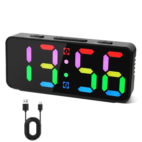 Adiwo Réveil Numérique, Réveil Alimentation Secteur, Horloge Numérique avec Écran LED avec Fonction Snooze, Luminosité et Volume Réglables, 12/24H, Réveil Numérique de Chevet pour Bureau Salon Chambre