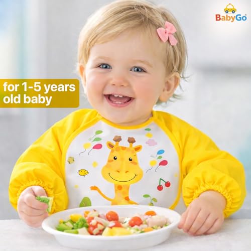 Image of BabyGo Cotton Baby Tie Button Bibs | Soft, Washable Feeding Bibs for Kids, Adjustable, Reusable, Gentle on Skin, Comfortable & Ideal for Mealtime, Perfect for Infants & Toddlers | Multicolor