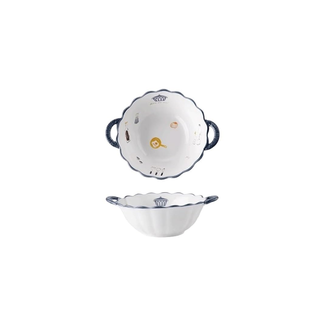 XYIANG Soup Bowl Double-ear Soup Bowl Ceramic Bowl Household Noodle Bowl Special Bowl Deep Bowls