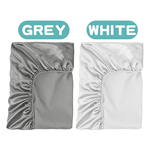 2 Pack Silk Crib Sheets for Baby with Sensitive Hair Satin Baby Mattress Sheet Boys and Girls Unisex 52’’x28’’x8’’ Fitted Sheets