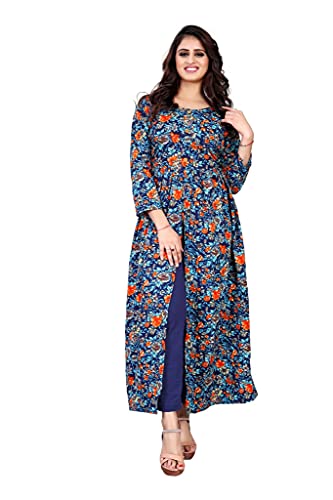 Image of H.E HAMZA ENTERPRISER Printed Crepe Material Brown Western Dress For Women