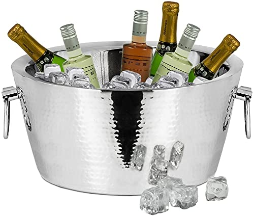 Edzard Secchiello per Champagne Ontario, Acciaio pregiato, a Doppie pareti, martellato all'Esterno, Ø 38 cm, Altezza 18 cm, Secchiello Perfetto per Vino, Spumante, Minimo 8 Ore di Isolamento - immagine 3