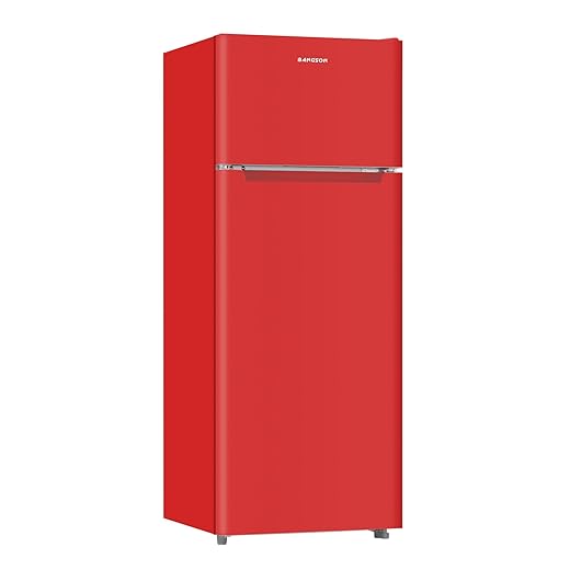 BANGSON 7.7 Cu.Ft Refrigerator with Freezer, Apartment Size Fridge with Top Freezer, Large Capacity, Energy Saving, Adjustable Thermostat, Low Noise, Red