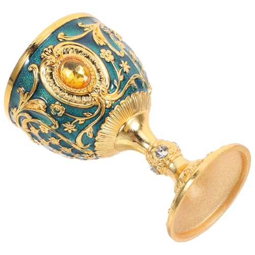 Homoyoyo Cáliz Vintage de Metal Dorado y Azul Transparente Vaso Decorativo Resistente y Creativo para Cócteles y Celebraciones Copa de Cristal Retro para Rituales y Eventos Obsequios
