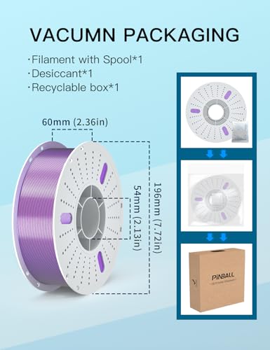 Image of PINBALL Silk PLA 3D Printer Filament 1.75mm Shiny Silk Dual Color Filament 3D Printing PLA Filament Dimensional Accuracy + /- 0.02mm 1 KG Silk Dual Color Black-Purple