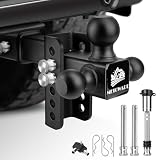 METOWARE Adjustable Trailer Hitch, Drop Hitch Fits 2-Inch Receiver, Tow Hitch with 4-Inch Drop, 12,500 LBS, Tri-Ball (1-7/8', 2', 2-5/16') Trailer Hitch Receiver with Double Anti-Theft Pins Locks
