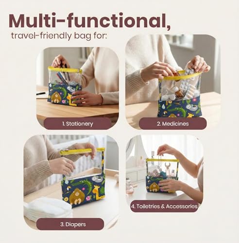 Image of Medicine Kit | Multipurpose All-in-One Compact, Durable, Lightweight, Waterproof, Bag | Travel Friendly Pouch | Ideal for Stationary, Diaper, Medicines (Animal Print)