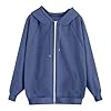 Yinguo Sweaters For Women Uk, Hoodies For Women Uk Oversized Hoodie Zip Up Sweatshirts Trendy Casual Loose Long Sleeve Crewneck Pullover Comfy Fall Winter Cloth Fashion Ladies Outfit, Navy 3XL #2