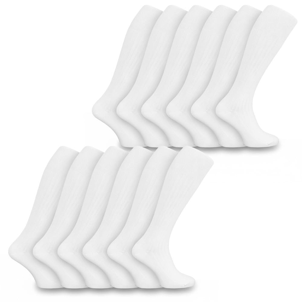 Undercover Men's 12 Pairs - White 12 Pairs Long Hose 100% Cotton Socks White