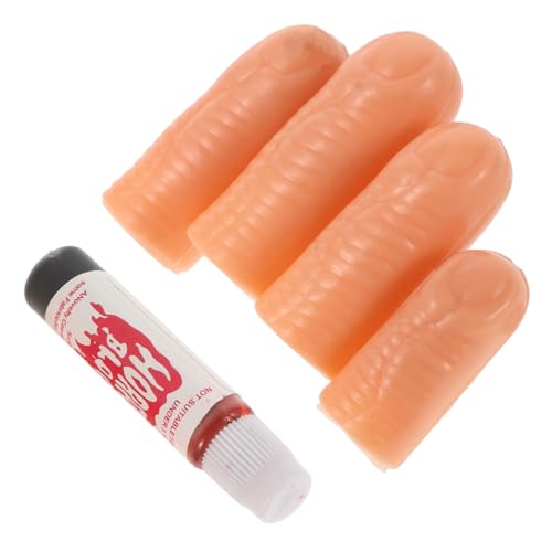 CANIGHT 4 Piezas De Dedos Falsos Para Halloween, Juego De Sangre Y Dedos Falsos, Partes Del Cuerpo Rotas Para Maquillaje Especial, Fiestas De Disfraces, Bromas Aterradoras, Suministros De