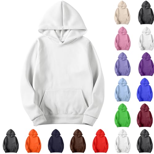 Bacrelax Hoodies for Men Pullover,Oversized Long Sleeve Fleece Hooded Sweatshirt Lightweight Casual Fall Winter Y2K Hoodies White