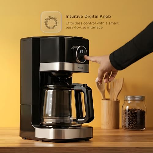 Image of Glen 12 Cup Coffee Maker Machine with Digital Control Knob | 1.5L Large Capacity Drip Coffee Machine | Anti-Drip Function | Keep Warm Feature | Coffee Maker for Home & Office (9053CM)