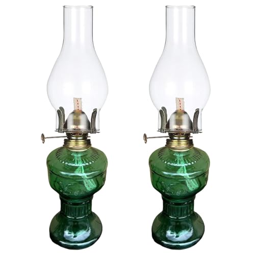 Lampe à charbon en verre vintage et lanterne rustique verte décorative