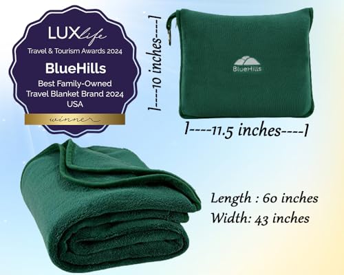 Bluehills TRAVEL BLANKET - T010 Premium Soft Travel Blanket Pillow Airplane Flight Blanket Throw In Soft Bag Pillowcase Compact Pack Large Blanket thumb #2