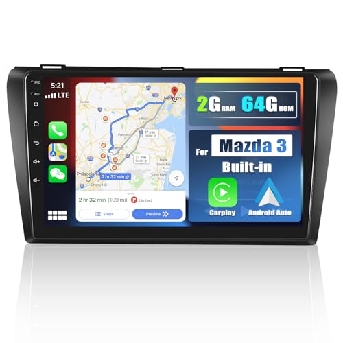 2G+64G CAMECHO Wireless CarPlay Autoradio für Mazda 3 2006-2012 mit Android