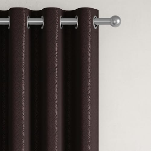 Image of Wakefit Jacquard Room Darkening Curtain | Light Blocking Upto 70% | (9 x 3.9 ft) | Door Curtain | Set of 2 | Reduces Noise | Machine Washable | Smash |Diamond Brown