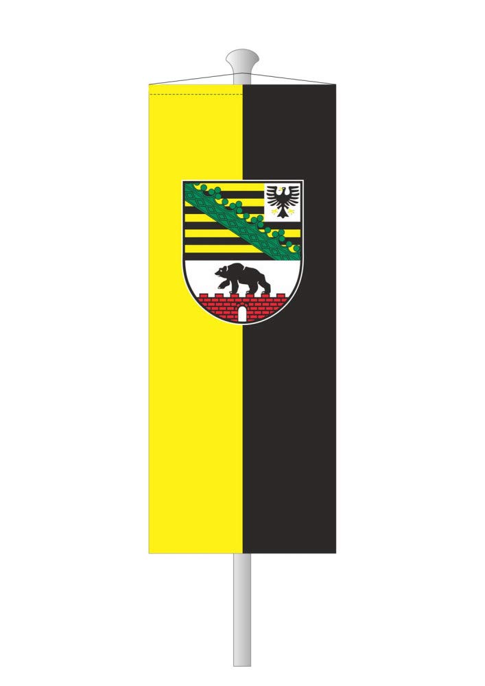 Deitert Bundesland-Flagge Sachsen-Anhalt – 150x400 cm Sachsen-Anhalt-Fahne mit Wappen, Bannerfahne aus reißfestem Polyester