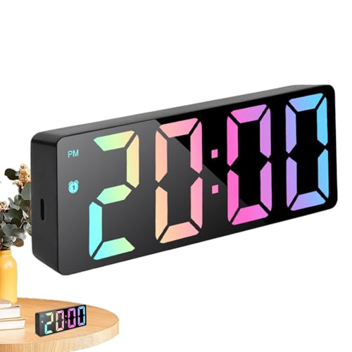 Reloj de alarma de espejo LED: unidad de alarma de pantalla de escritorio sleek, reloj de estilo de decoración elegante | Reloj de superficie de espejo de iluminación ajustable, ajuste de calendario