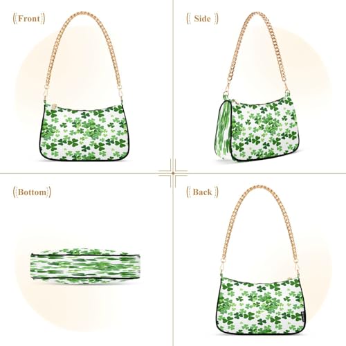 Shoulder Bags for Women Lucky Clover Shamrocks Hobo Tote Handbag Small Clutch Purse with Zipper Closure2