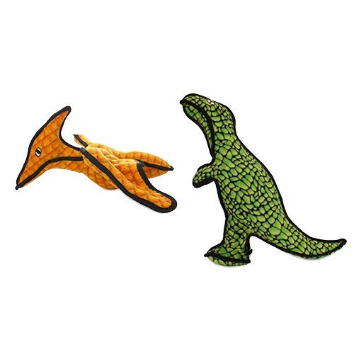 TUFFY - Worlds Tuffest Soft Dog Toy - Dinosaur TRex - Squeakers - Multiple Layers Made Durable Strong